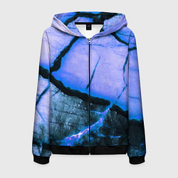 Мужская толстовка на молнии Трещины на абстрактном синем фоне