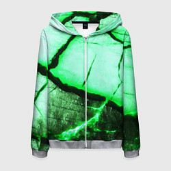 Мужская толстовка на молнии Трещины на абстрактном зелёном фоне