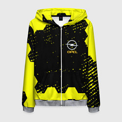 Толстовка 3D на молнии мужская Opel auto hexagon steel, цвет: 3D-меланж