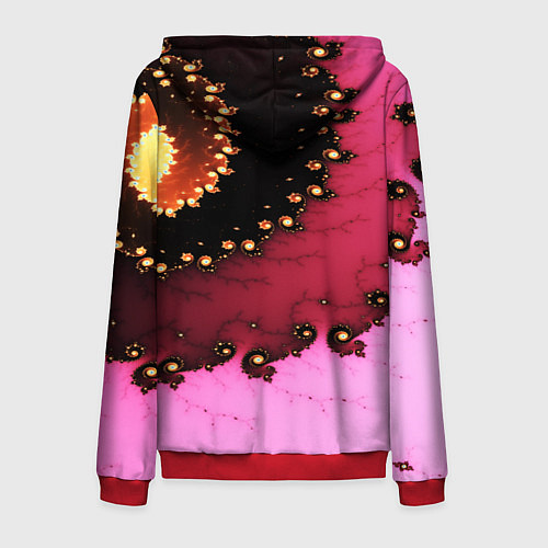 Мужская толстовка на молнии Фрактал узор розовый / 3D-Красный – фото 2