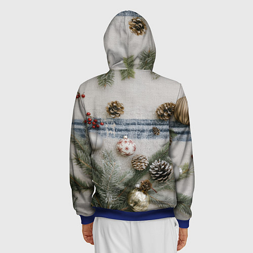 Мужская толстовка на молнии Новогодние украшения / 3D-Синий – фото 4