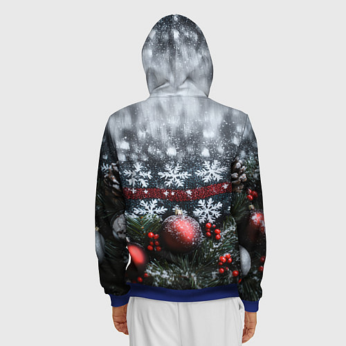 Мужская толстовка на молнии Новогодние снежинки / 3D-Синий – фото 4