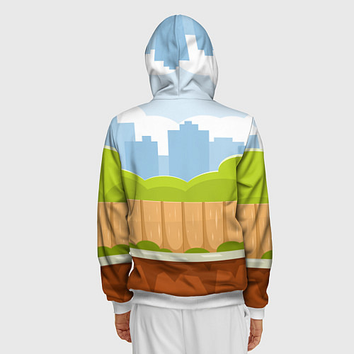 Мужская толстовка на молнии Летний город / 3D-Белый – фото 4