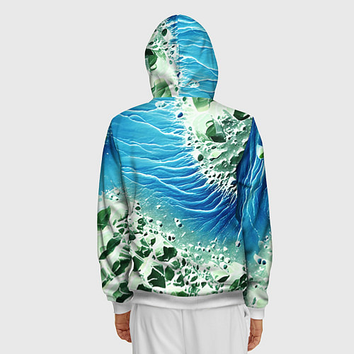 Мужская толстовка на молнии Берег и синие волны / 3D-Белый – фото 4