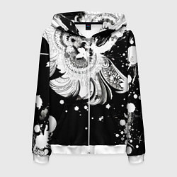 Толстовка 3D на молнии мужская Абстрактная экспрессивная композиция, цвет: 3D-белый