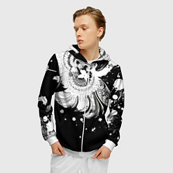 Толстовка 3D на молнии мужская Абстрактная экспрессивная композиция, цвет: 3D-белый — фото 2