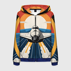 Толстовка 3D на молнии мужская Скоростной ретро самолет, цвет: 3D-синий