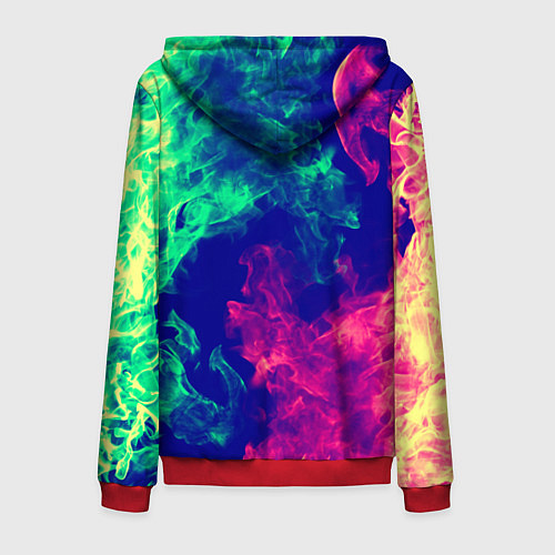 Мужская толстовка на молнии Огненный стиль текстура / 3D-Красный – фото 2