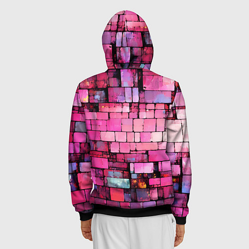 Мужская толстовка на молнии Pink bricks / 3D-Черный – фото 4