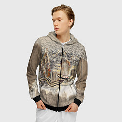 Толстовка 3D на молнии мужская Город 2100, цвет: 3D-черный — фото 2