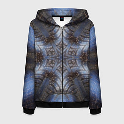 Толстовка 3D на молнии мужская Снежинка в космосе, цвет: 3D-черный