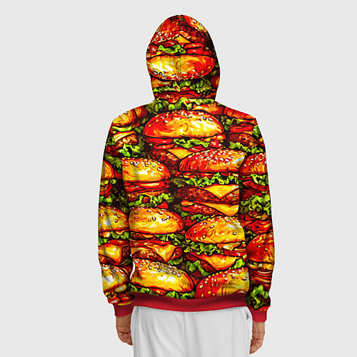 Мужская толстовка на молнии Бургеры / 3D-Красный – фото 4