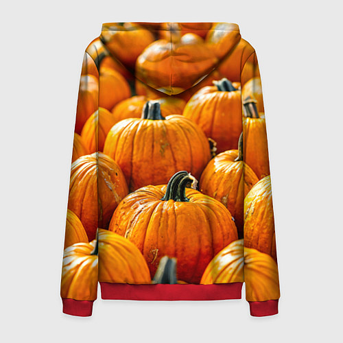 Мужская толстовка на молнии Много тыкв / 3D-Красный – фото 2