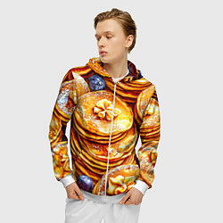 Толстовка 3D на молнии мужская Блинчики, цвет: 3D-белый — фото 2