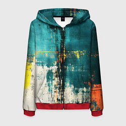 Толстовка 3D на молнии мужская Ржавчина сине-белая, цвет: 3D-красный