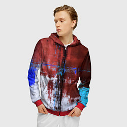 Толстовка 3D на молнии мужская Ржавчина красно-белая, цвет: 3D-красный — фото 2