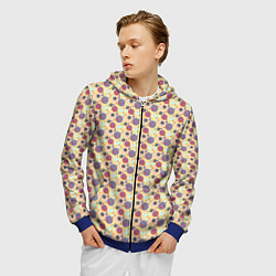 Толстовка 3D на молнии мужская Пастельный персиковый паттерн геометричный в горош, цвет: 3D-синий — фото 2