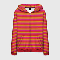 Толстовка 3D на молнии мужская Полосы красный розовый и оранжевый, цвет: 3D-красный