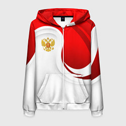 Толстовка 3D на молнии мужская Россия - красный и белый, цвет: 3D-белый
