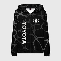 Толстовка 3D на молнии мужская Toyota - монохромный аква, цвет: 3D-черный
