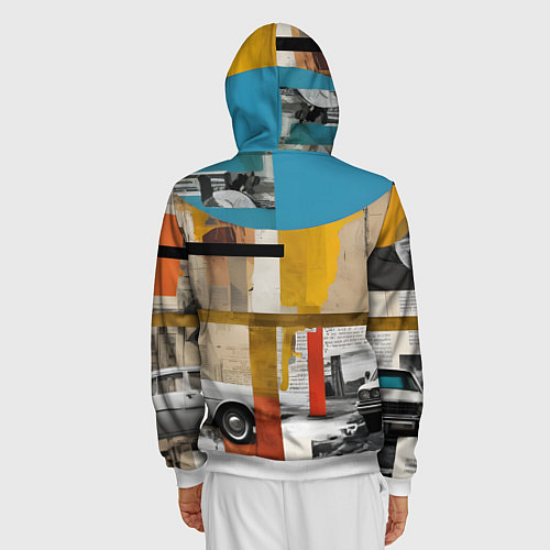 Мужская толстовка на молнии Ретро коллаж с автомобилем / 3D-Белый – фото 4