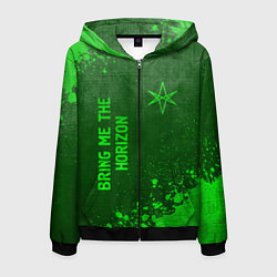 Мужская толстовка на молнии Bring Me the Horizon - green gradient вертикально