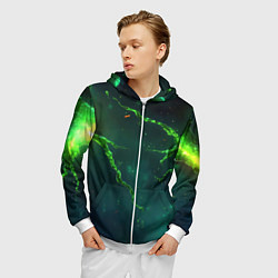 Толстовка 3D на молнии мужская Зеленые статичные брызги, цвет: 3D-белый — фото 2