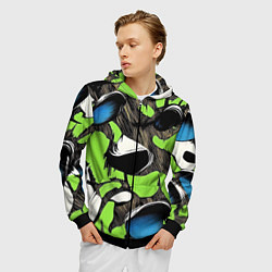Толстовка 3D на молнии мужская Объемный камуфляж из слоев, цвет: 3D-черный — фото 2