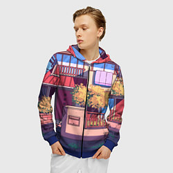 Толстовка 3D на молнии мужская Lo-fi японский стиль улица, цвет: 3D-синий — фото 2