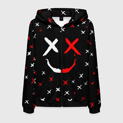 Толстовка 3D на молнии мужская Smile face, цвет: 3D-черный