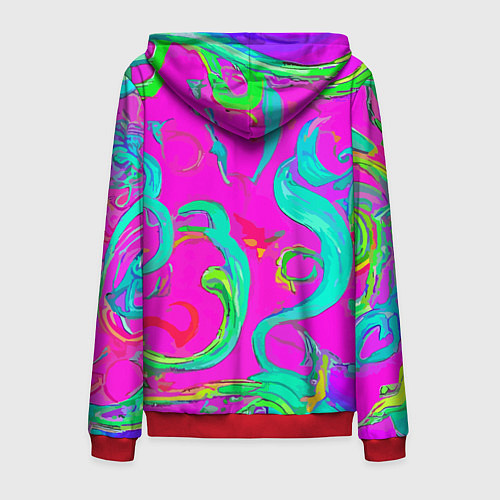 Мужская толстовка на молнии Abstract floral pattern - aloha / 3D-Красный – фото 2