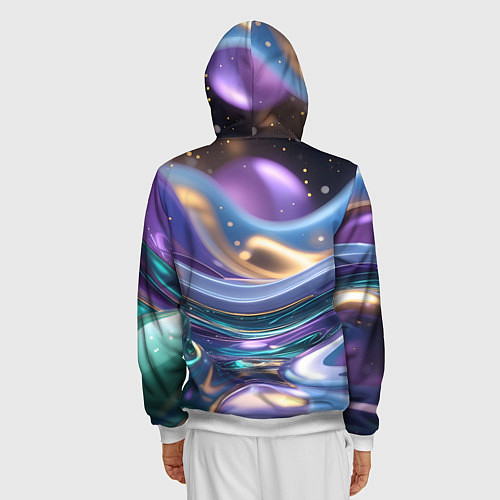 Мужская толстовка на молнии Космическая краска / 3D-Белый – фото 4