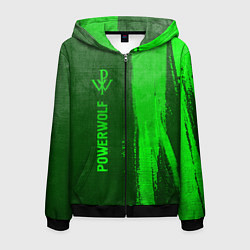 Толстовка 3D на молнии мужская Powerwolf - green gradient по-вертикали, цвет: 3D-черный