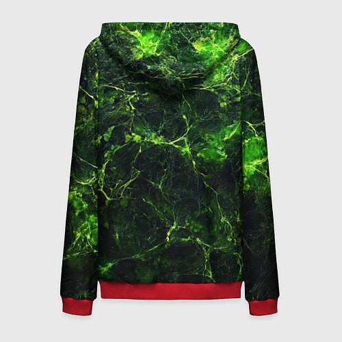 Мужская толстовка на молнии Зеленая ядовитая текстура / 3D-Красный – фото 2