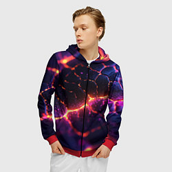 Толстовка 3D на молнии мужская Текстура вулкана, цвет: 3D-красный — фото 2