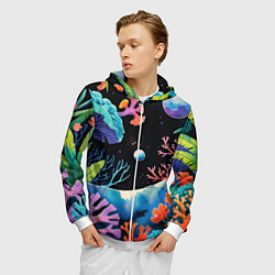 Толстовка 3D на молнии мужская Подводная фантастика, цвет: 3D-белый — фото 2