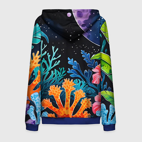 Мужская толстовка на молнии Космические кораллы / 3D-Синий – фото 2