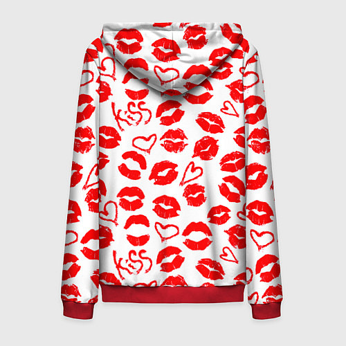 Мужская толстовка на молнии Губы и сердца / 3D-Красный – фото 2