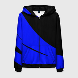 Мужская толстовка на молнии Чёрный с синим двуцветный с полосой
