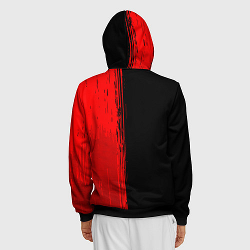 Мужская толстовка на молнии Nazareth - red gradient по-вертикали / 3D-Черный – фото 4