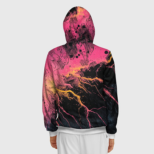 Мужская толстовка на молнии Абстрактные молнии текстура / 3D-Белый – фото 4