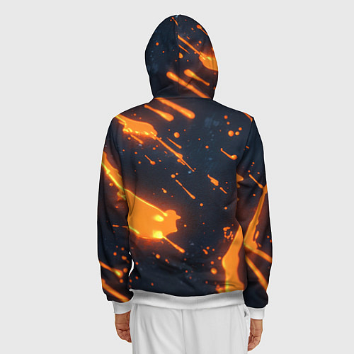 Мужская толстовка на молнии Оранжевая краска в движении / 3D-Белый – фото 4
