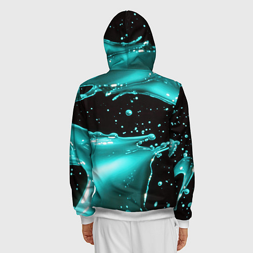 Мужская толстовка на молнии Разрыв голубой краски / 3D-Белый – фото 4