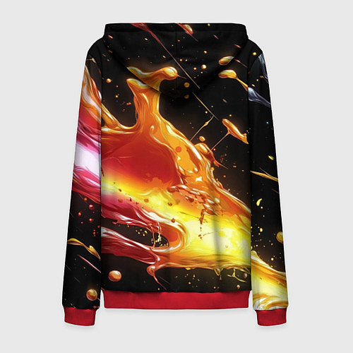Мужская толстовка на молнии Динамичная краска текстура / 3D-Красный – фото 2