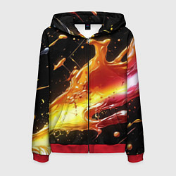 Толстовка 3D на молнии мужская Динамичная краска текстура, цвет: 3D-красный