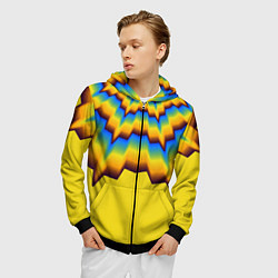 Толстовка 3D на молнии мужская Узоры на желтом, цвет: 3D-черный — фото 2
