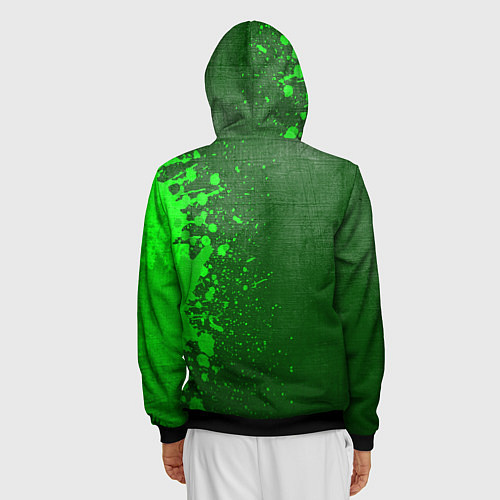 Мужская толстовка на молнии Hellsing - green gradient по-вертикали / 3D-Черный – фото 4