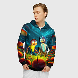 Толстовка 3D на молнии мужская Rick and Morty on the fly agaric planet, цвет: 3D-черный — фото 2