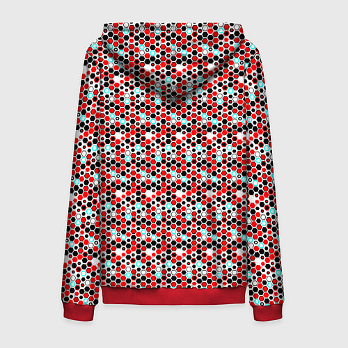 Мужская толстовка на молнии Киберпанк шестиугольники красные / 3D-Красный – фото 2