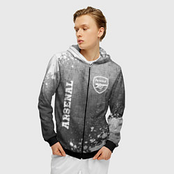 Толстовка 3D на молнии мужская Arsenal - grey gradient вертикально, цвет: 3D-черный — фото 2